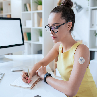 women studying with boost patches on shoulder
