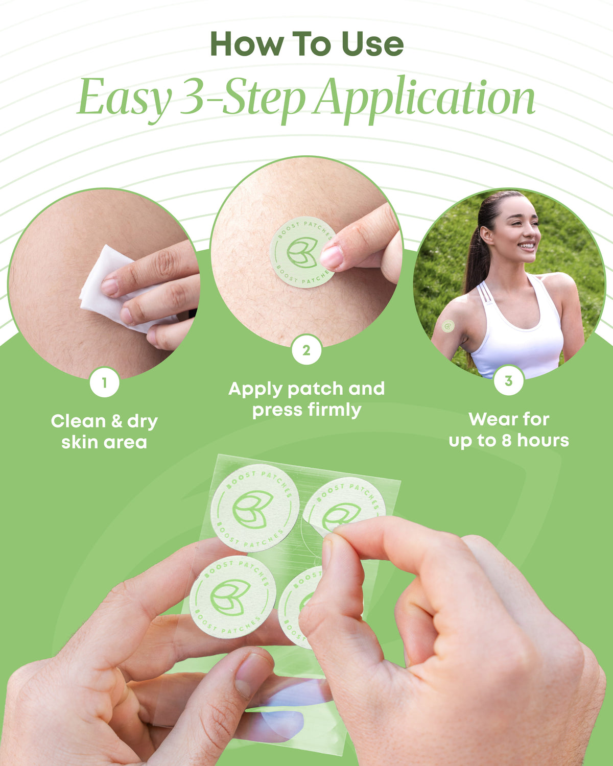 Boost Patches Energy Patches – Wearable Daily Energy Support – 30 Patches