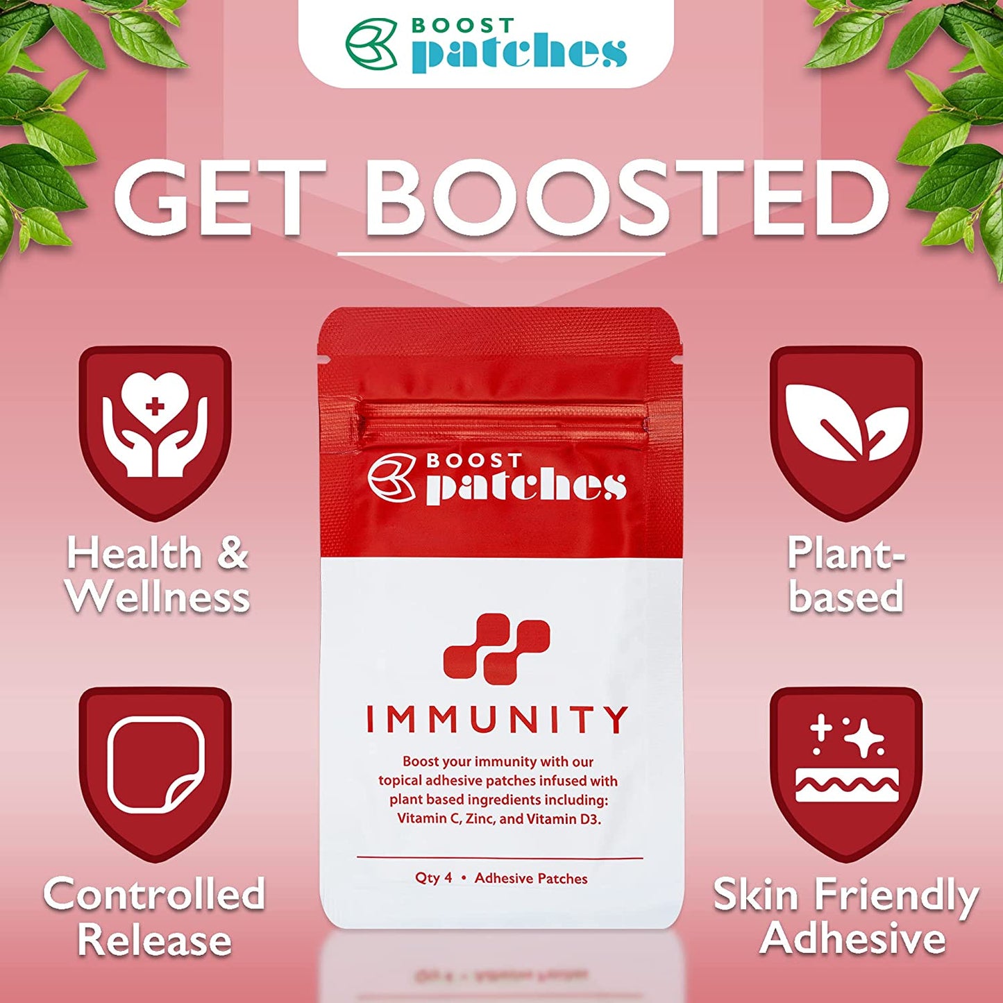 Boost your immunity with our topical adhesive patches infused with plant-based ingredients including: Vitamin C, Zinc, and Vitamin D3. Immunity patches are intended to give the user vitamin Boosts in the form of a patch.