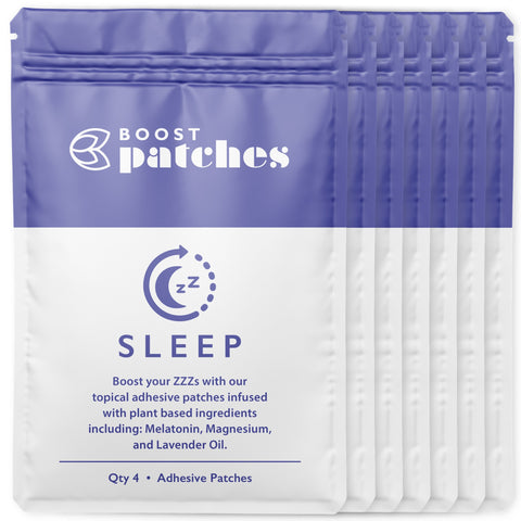 Boost your Sleep with our topical adhesive patches infused with plant-based ingredients including: Melatonin, Magnesium, and Lavender Oil. Sleep patches are intended to be used to help fall asleep and stay asleep.