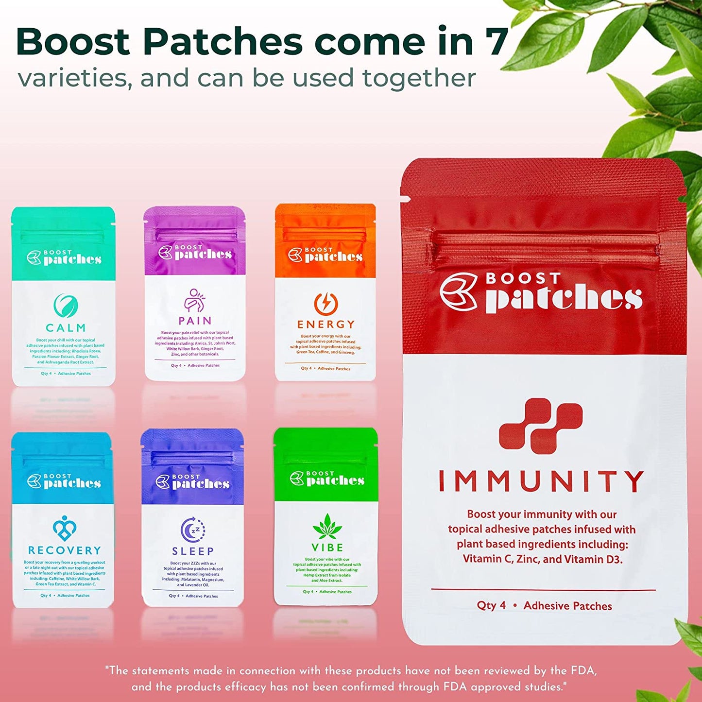 Boost your immunity with our topical adhesive patches infused with plant-based ingredients including: Vitamin C, Zinc, and Vitamin D3. Immunity patches are intended to give the user vitamin Boosts in the form of a patch.