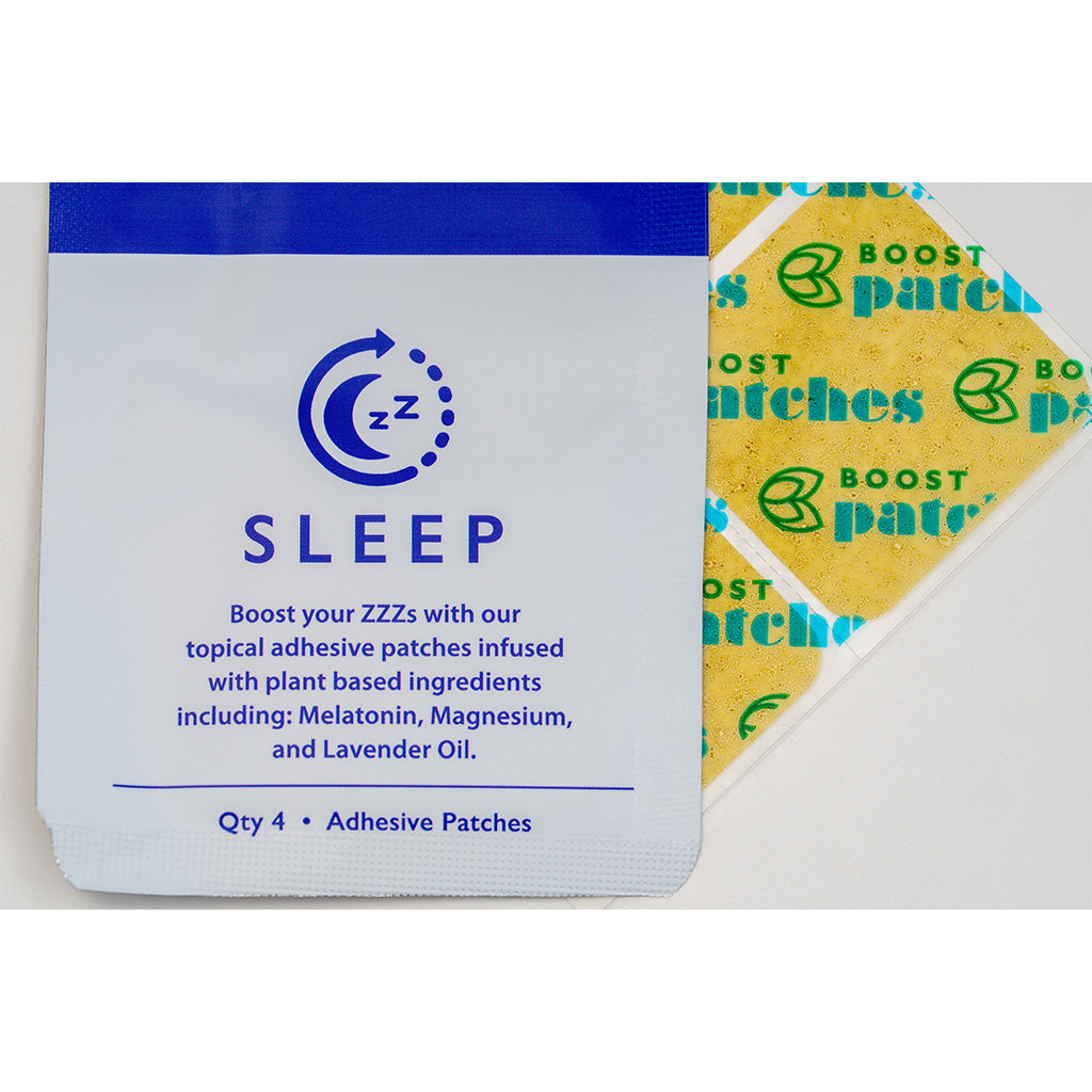 Boost your Sleep with our topical adhesive patches infused with plant-based ingredients including: Melatonin, Magnesium, and Lavender Oil. Sleep patches are intended to be used to help fall asleep and stay asleep.