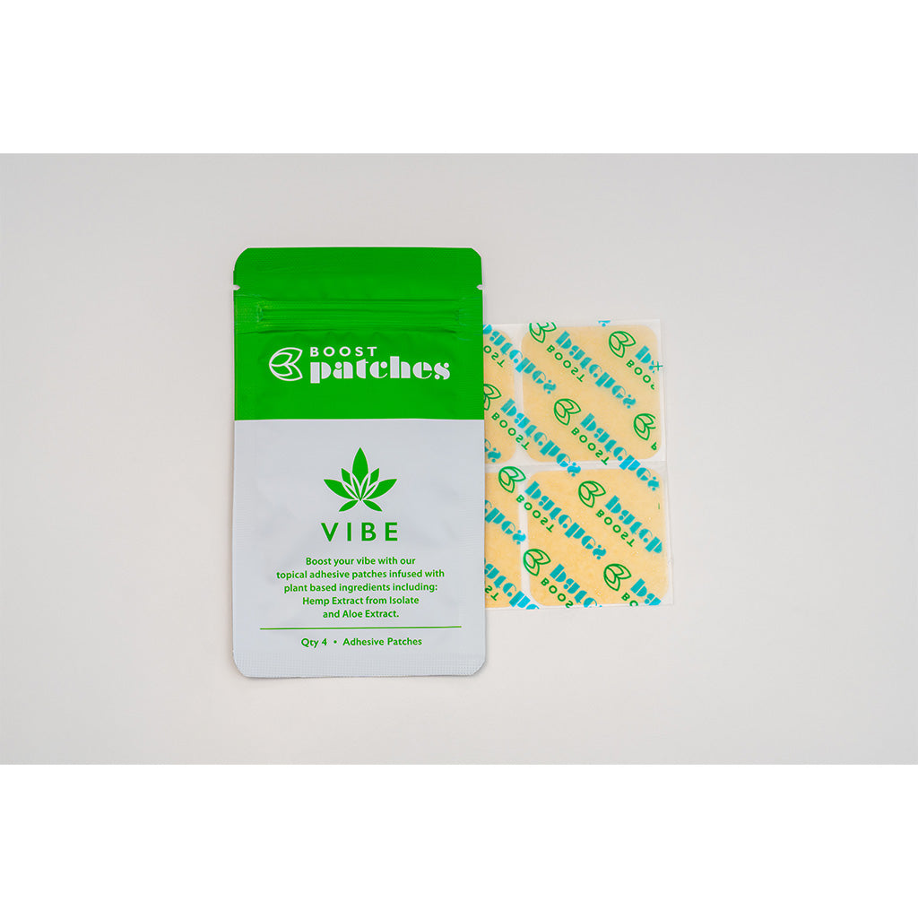 Boost your vibe with our topical adhesive patches infused with plant-based ingredients including: Hemp Extract from Isolate and Aloe Extract. Vibe patches are intended to be used to help the user relax with our blend of CBD.