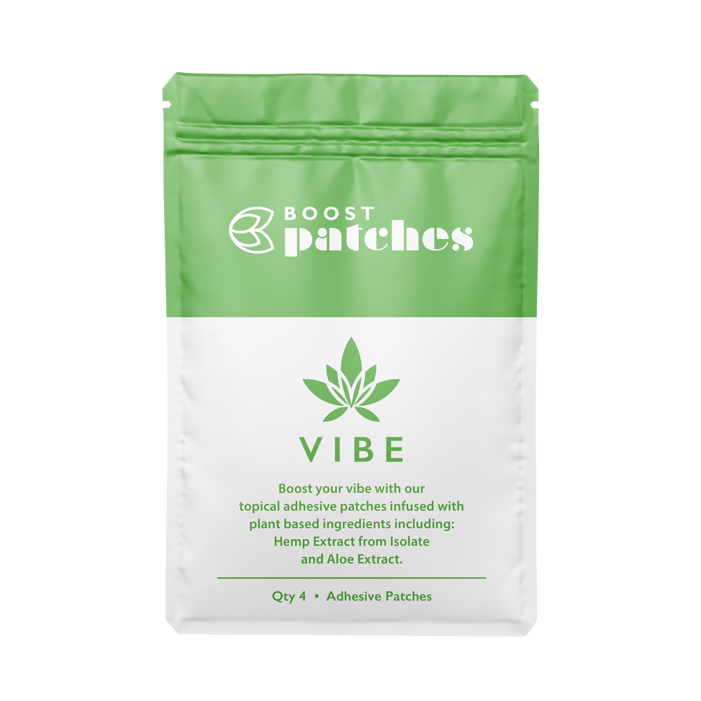 Boost your vibe with our topical adhesive patches infused with plant-based ingredients including: Hemp Extract from Isolate and Aloe Extract. Vibe patches are intended to be used to help the user relax with our blend of CBD.