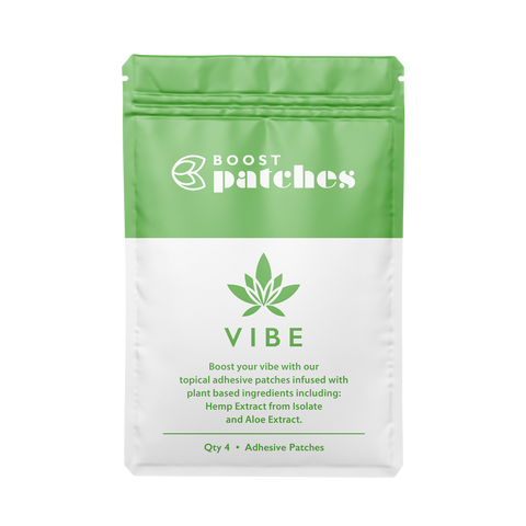 Boost your vibe with our topical adhesive patches infused with plant-based ingredients including: Hemp Extract from Isolate and Aloe Extract. Vibe patches are intended to be used to help the user relax with our blend of CBD.